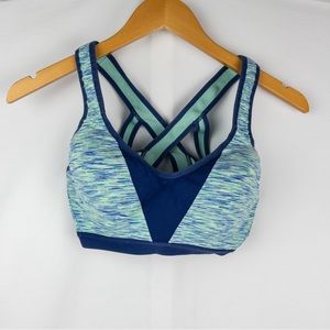 Victoria's Secret VS Sport Padded Strappy Racerback Sports Bra Green Blue